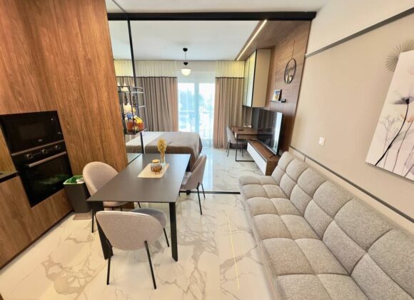 Studio apartment with designer furniture in a residential complex in Bar
